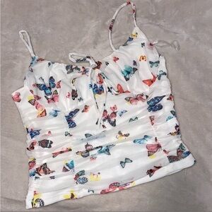 Mesh butterfly crop top